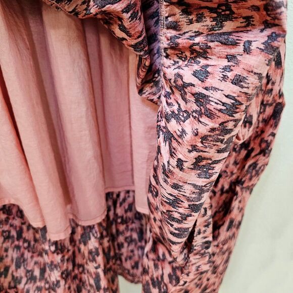 Beach Lunch Lounge Abstract Bohemian Print Tiered Maxi Sundress Size 8/10 - Picture 5 of 10